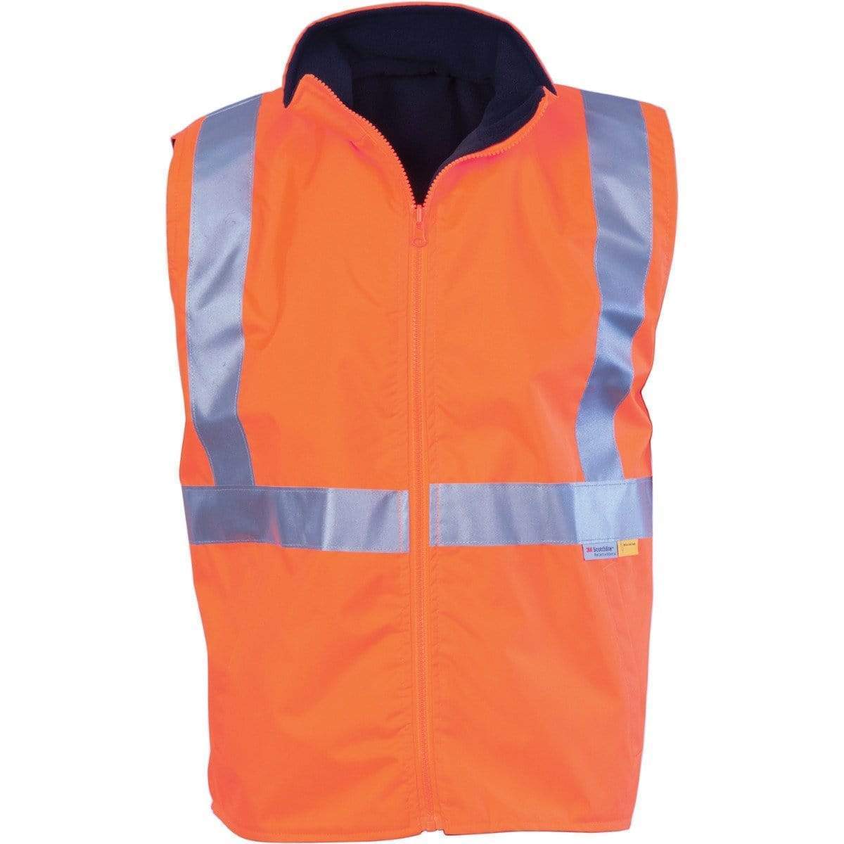 Dnc Workwear Hi-vis Reversible Vest With 3m Reflective Tape - 3865 Work Wear DNC Workwear Orange/Navy S 
